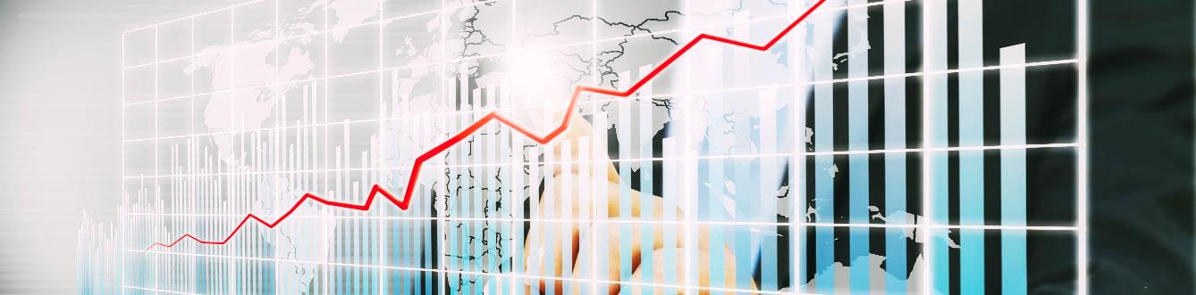 Rising price chart over a world map
